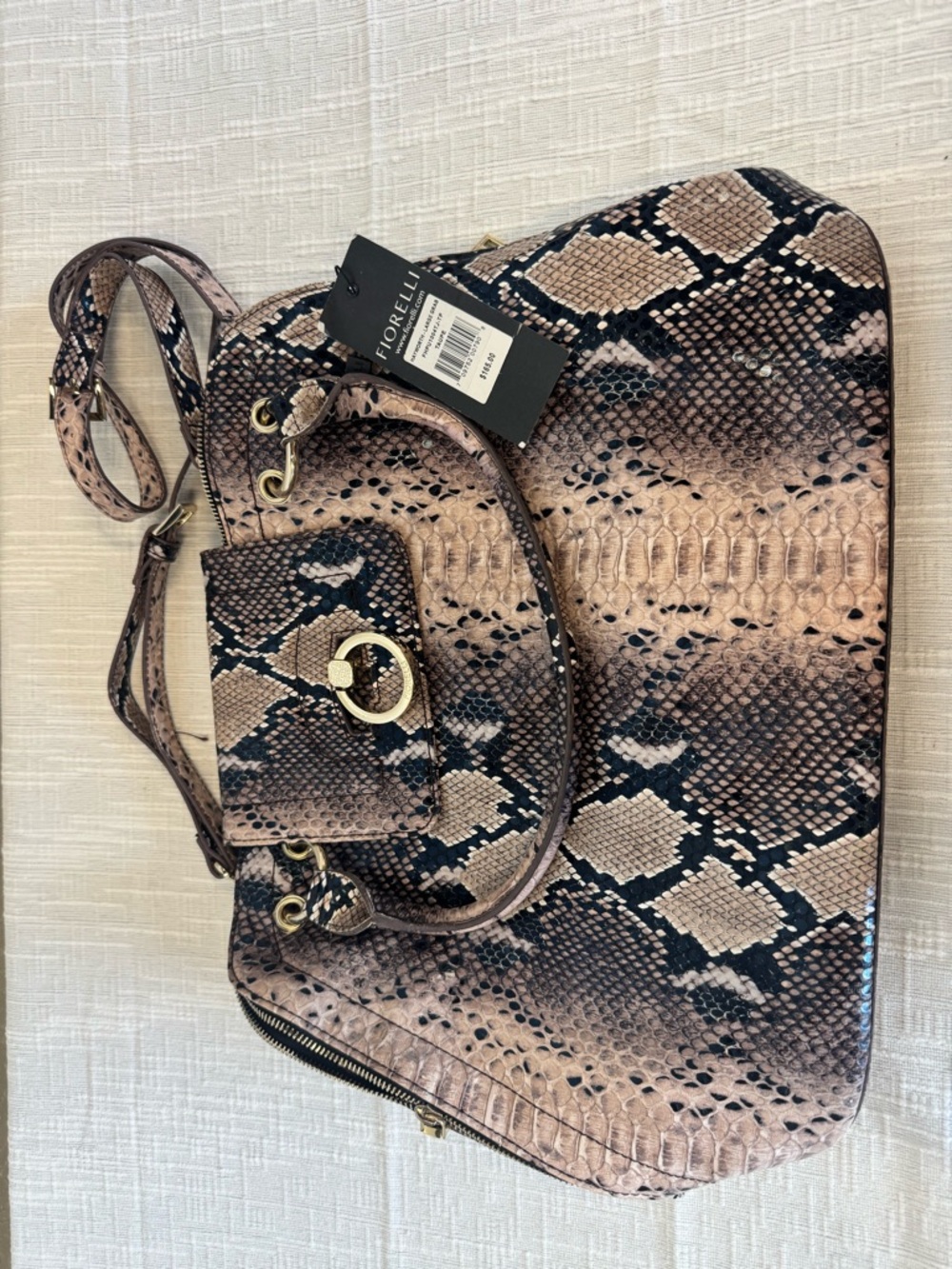 Fiorelli Women's Snake-Print Shoulder Bag in Taupe